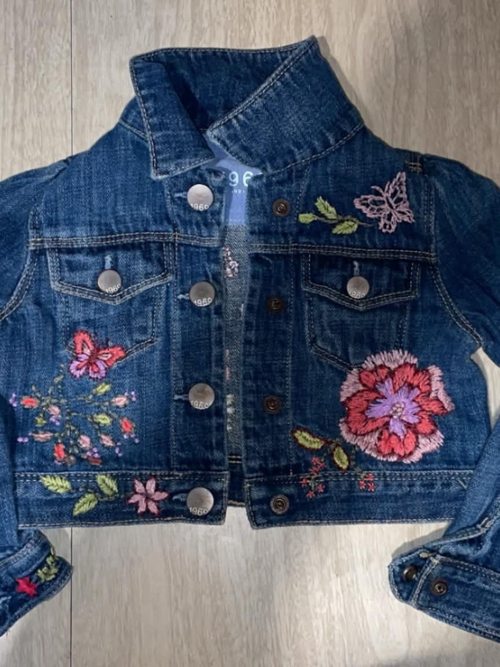 GAP Dark Blue Embroidered Girls' Denim Jacket